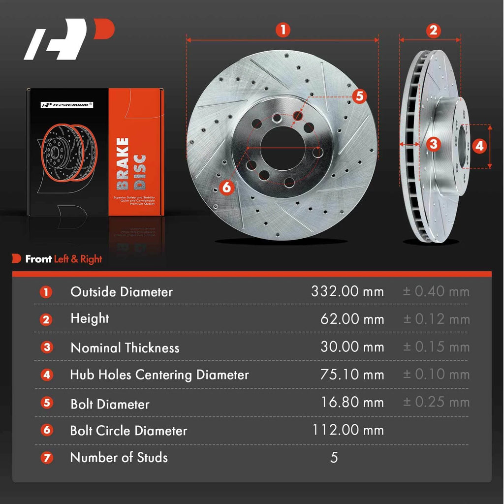Front Drilled Brake Rotors for BMW X5 (2000-2006)