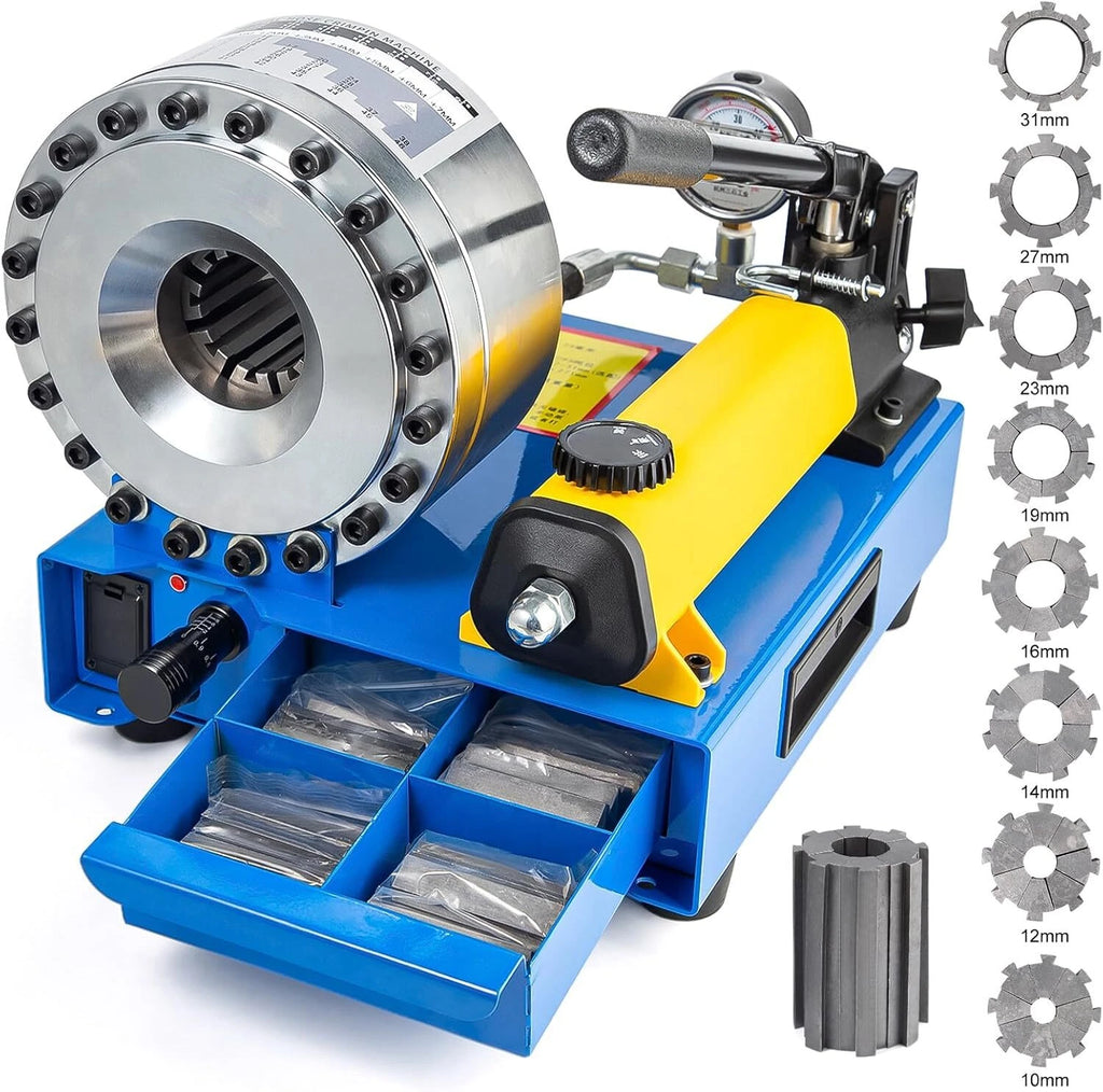 Hydraulic Hose Crimper with 8 Dies for Pipe Clamping (10mm-30mm)