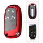 Glossy TPU Red Key Fob Shell Case for Jeep Chrysler Dodge (2014–2024)