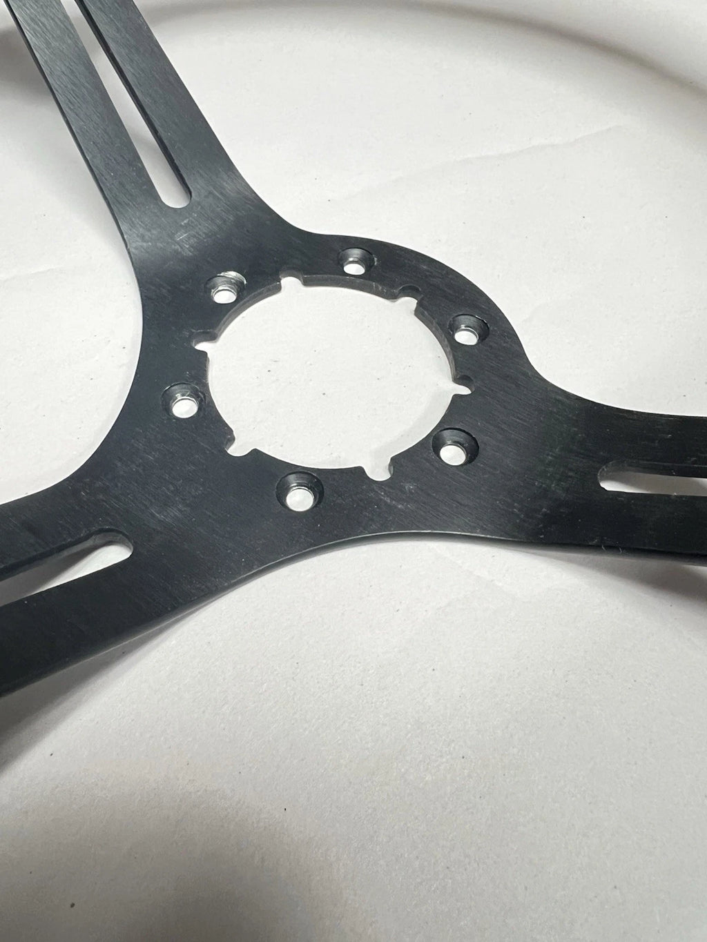 Steering Wheel 14 Inch Black Leather Slotted 6 Hole for Universal Use (—)