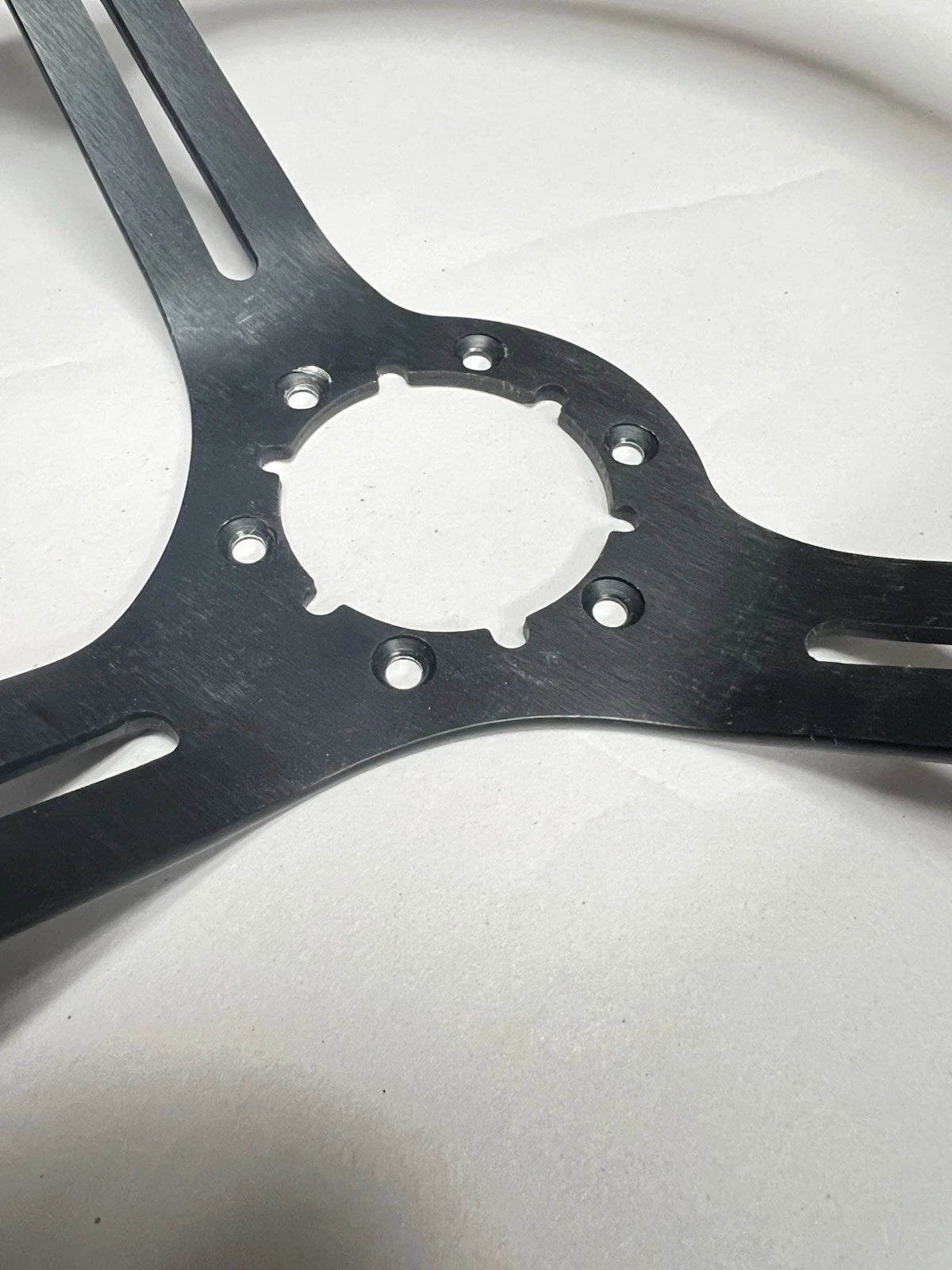 Steering Wheel 14 Inch Black Leather Slotted 6 Hole for Universal Use (—)