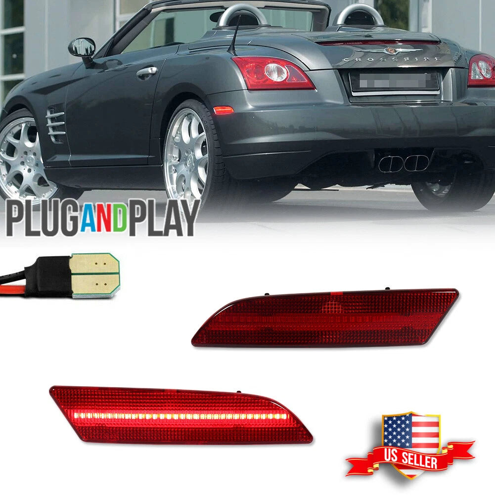 2X Full LED Red Lens Rear Side Marker Lights for Chrysler Crossfire (2004–2008)