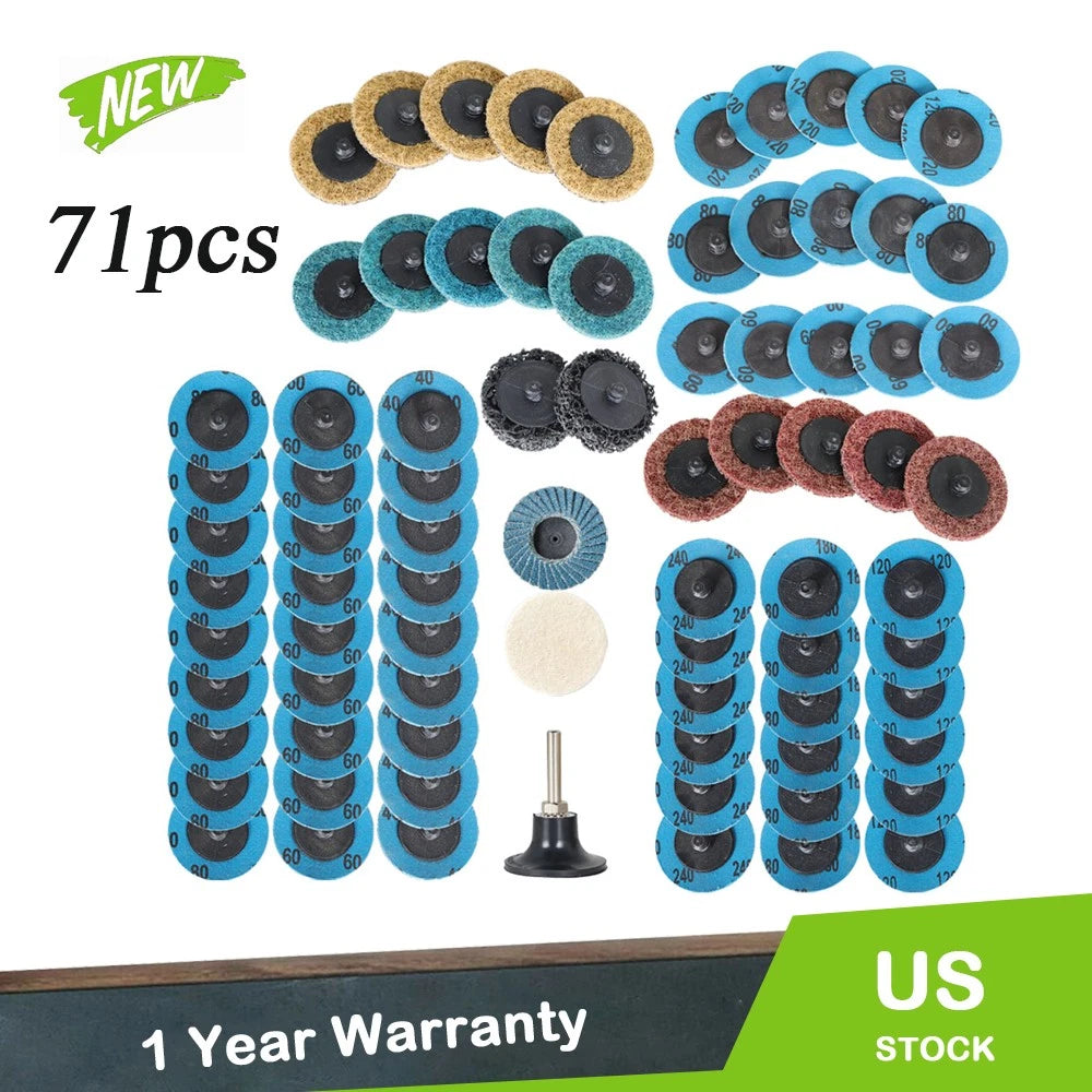 71PCS 2" Roll Lock Sanding Discs Set for Die Grinder (Universal)