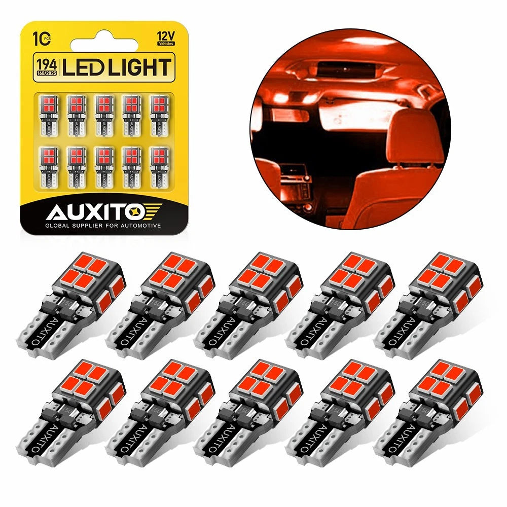Set of 5 T10 Pure Red LED Inner Tail License Bulbs 2825 168 192 194 175 2821