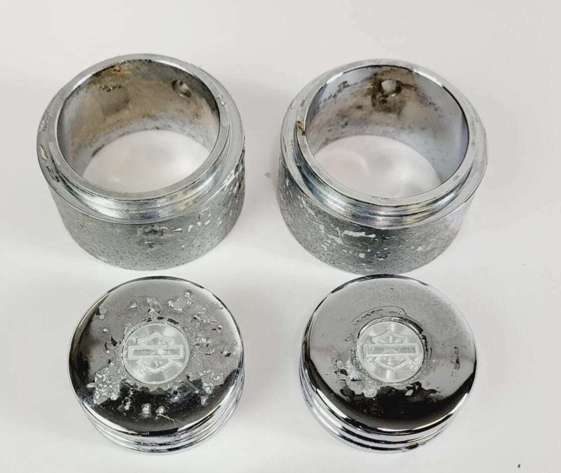 Chrome Bar & Shield Upper Fork Nut Covers for Harley Davidson Softail Dyna XL