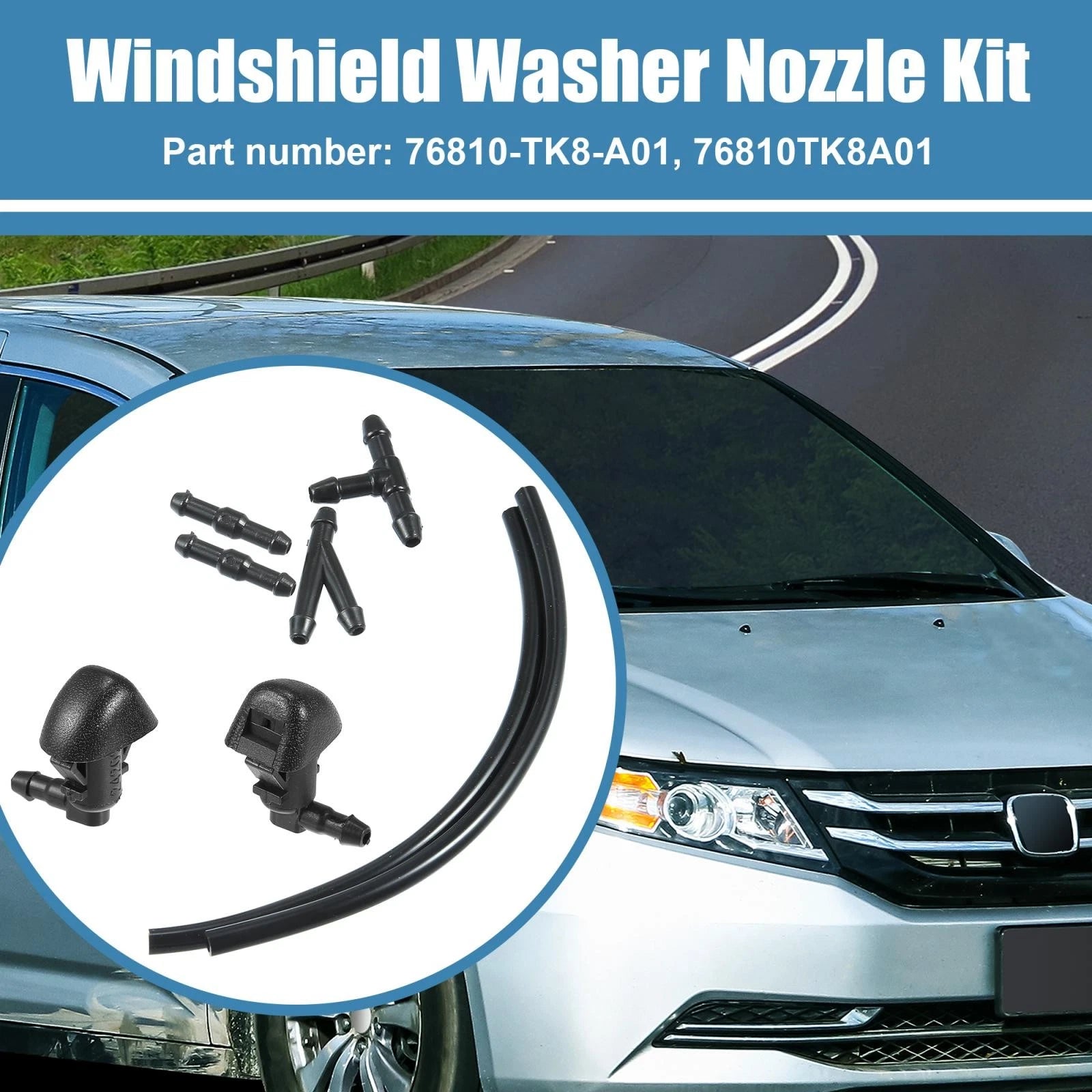 Set of 2 Windshield Washer Nozzles for Honda Pilot (2009–2015) 76810-TK8-A01 Black