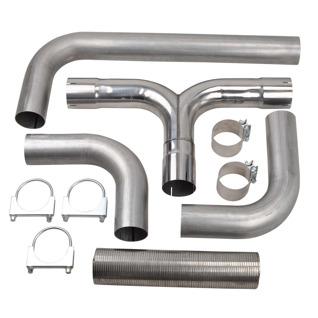 Dual Smoker Diesel Exhaust Stack T Pipe + 2X 4"/5" In 7"/8" Out Tips for