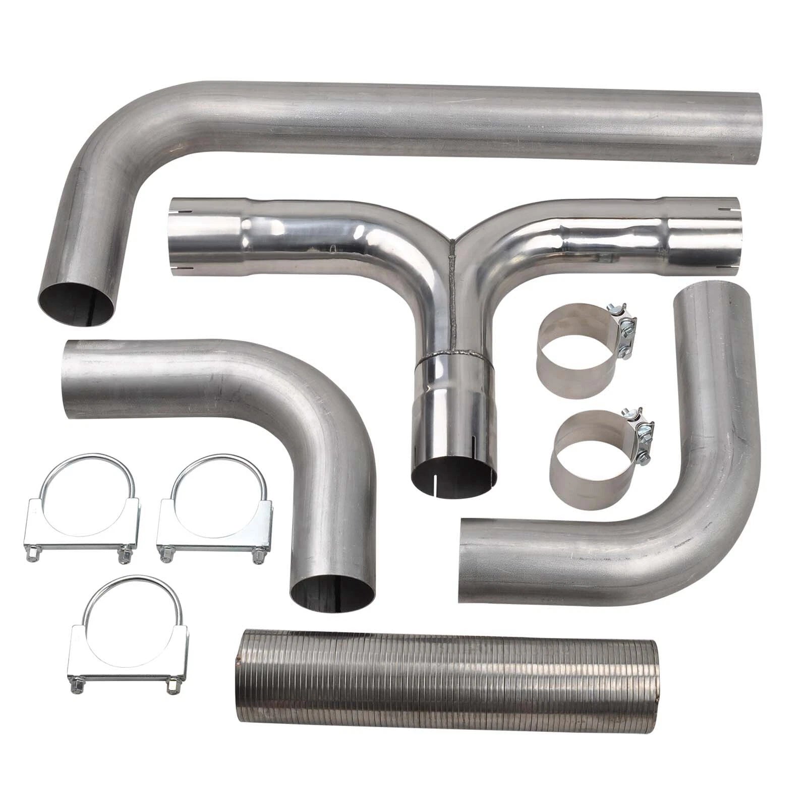 Dual Smoker Diesel Exhaust Stack T Pipe + 2X 4"/5" In 7"/8" Out Tips for