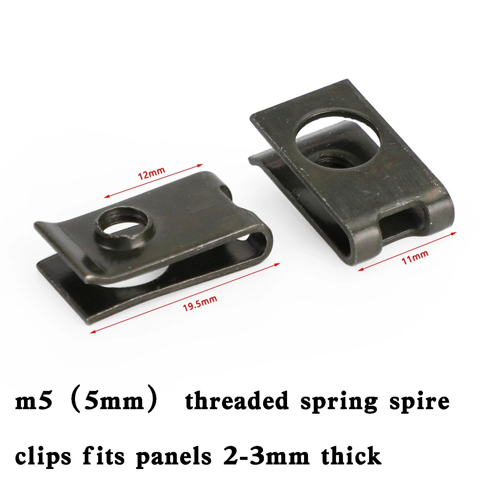 Set of 10 Zinc Plated Spring Spire C Clips U Nuts for M5