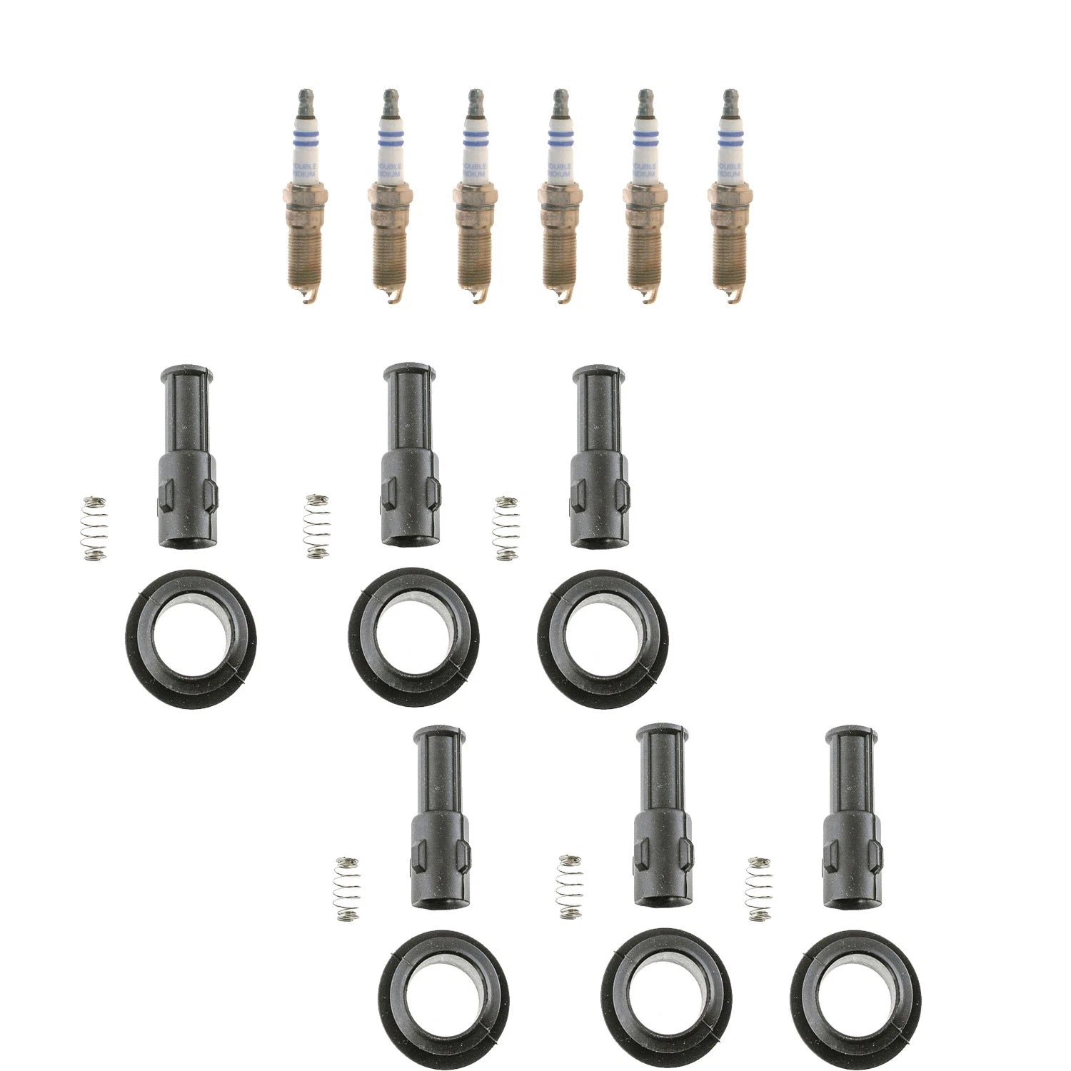 Set of 6 Double Iridium Spark Plugs & Ignition Coil Boot Kit for CTS SRX (2008–2016)