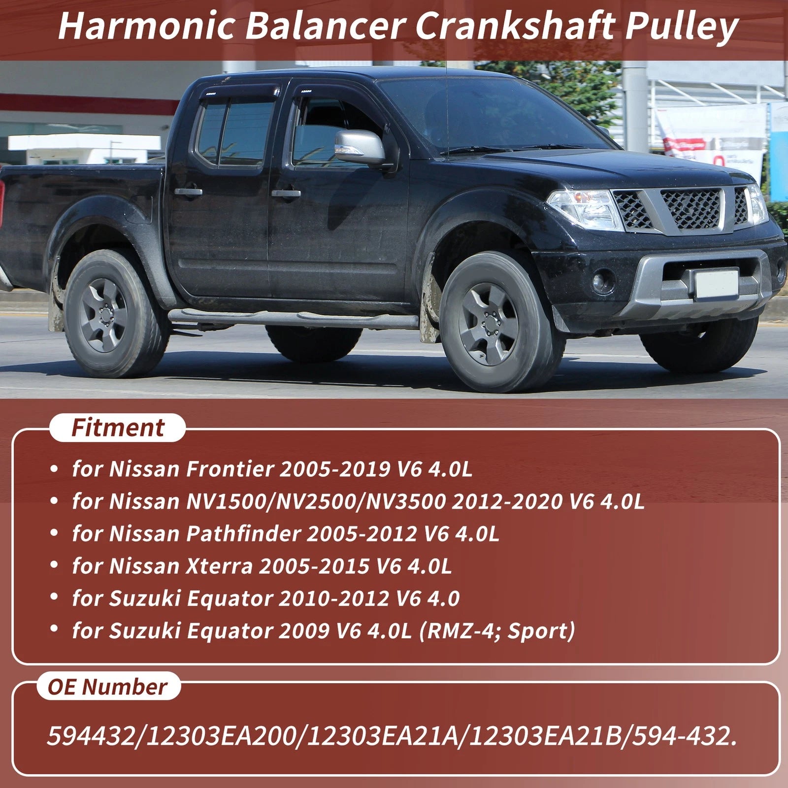 Engine Harmonic Balancer Crankshaft Pulley for Nissan Frontier/Xterra (2005–2019) 12303EA200