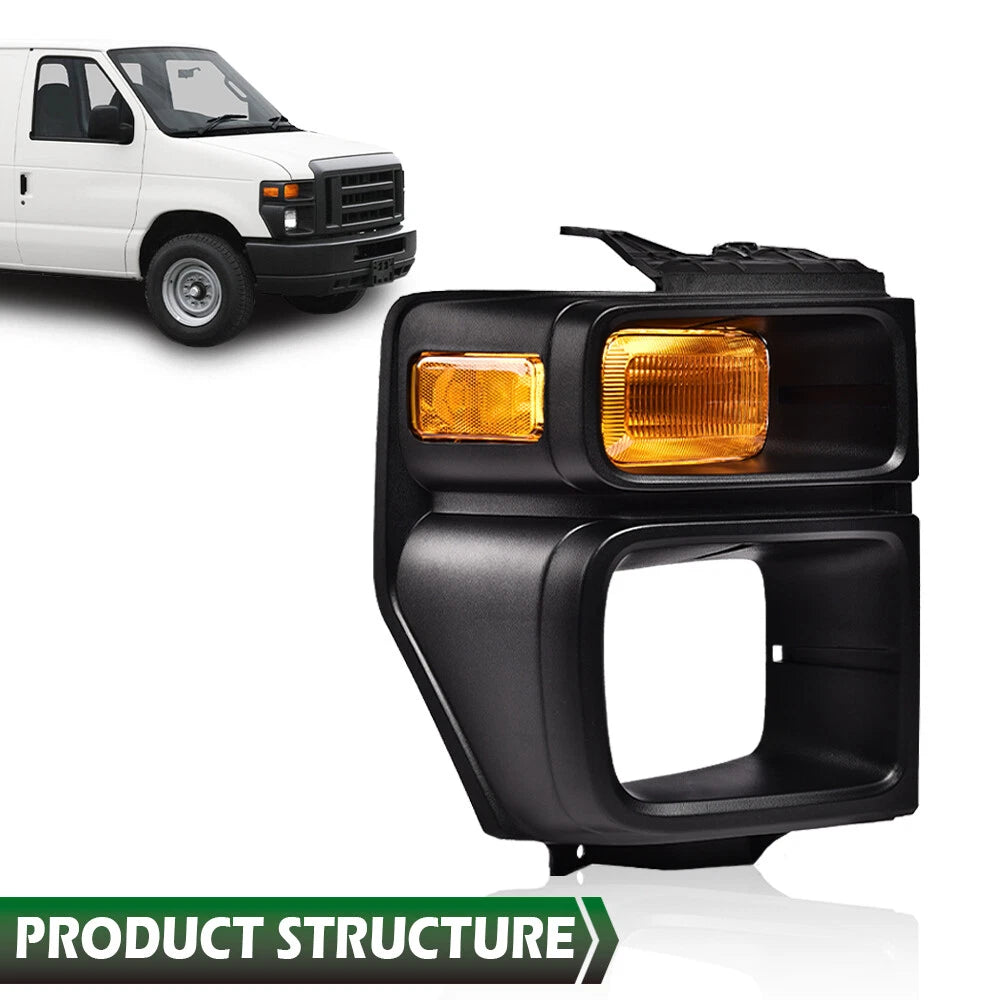 Headlight Trim Bezel with Parking Light for Ford E150 E250 E350 (2008–2014)