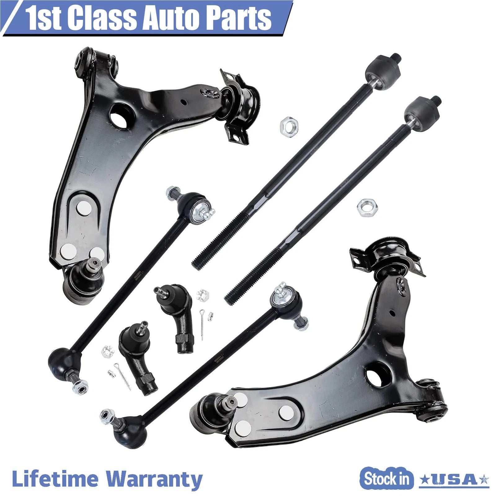 8pcs Lower Control Arms Ball Joints Sway Bars Kit for Ford Focus (2000–2004)
