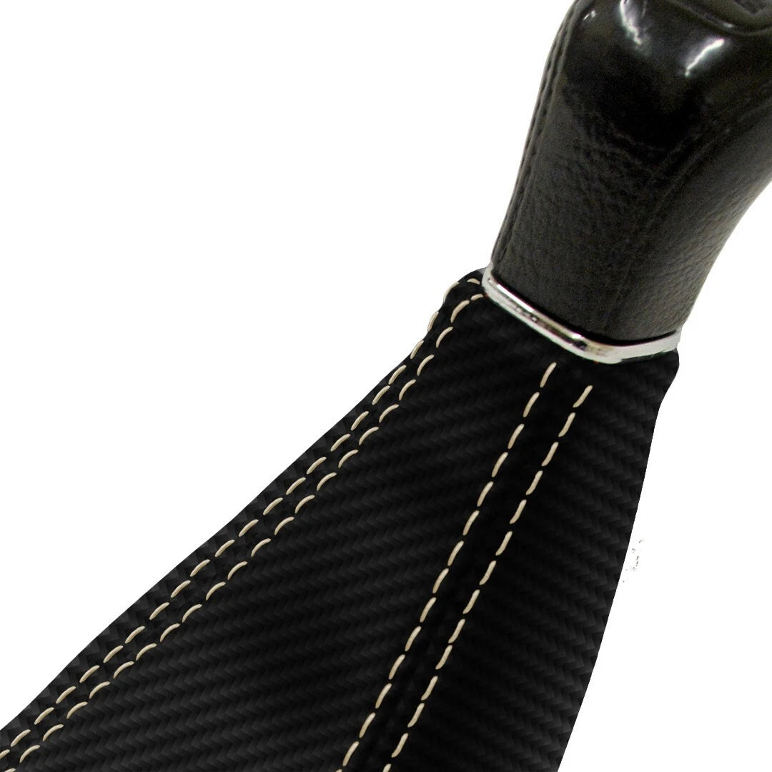 Manual Shift Boot Cover for Honda Civic (1998–2002) Carbon Fiber Beige Stitch