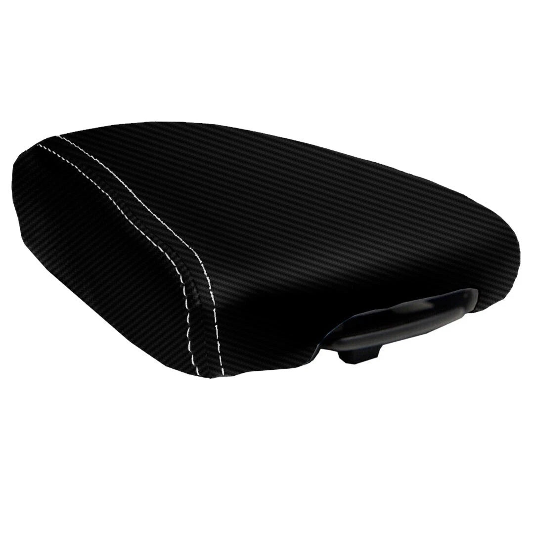 Console Lid Armrest Cover for Kia Sportage (2017–2020) PVC Carbon White Stitch