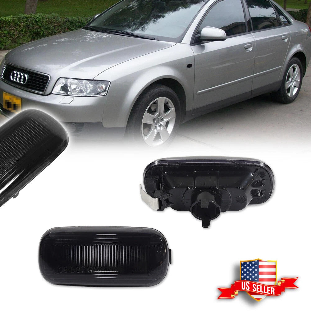2X Smoke Lens Front Side Marker Blinker Signal Lights for Audi A4 A6 (2001–2008)