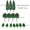 14pcs Mixed Size Model Trees for Train Railroad Park Landscape Scenery