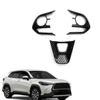 3pcs Carbon Fiber Steering Wheel Frame Cover Trim for Toyota Corolla (2019-2022)