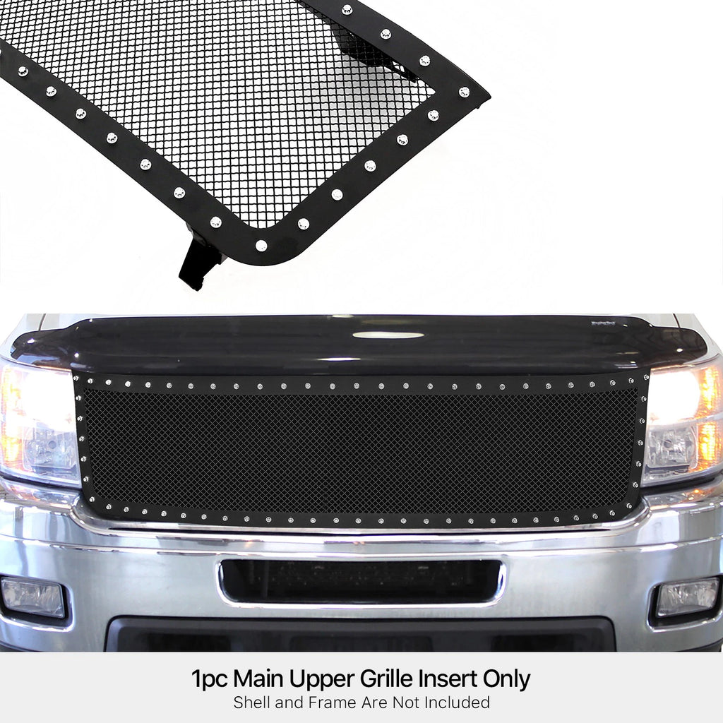 Stainless Black Mesh Rivet Grille for Chevy Silverado 2500/3500 HD (2011-2014)