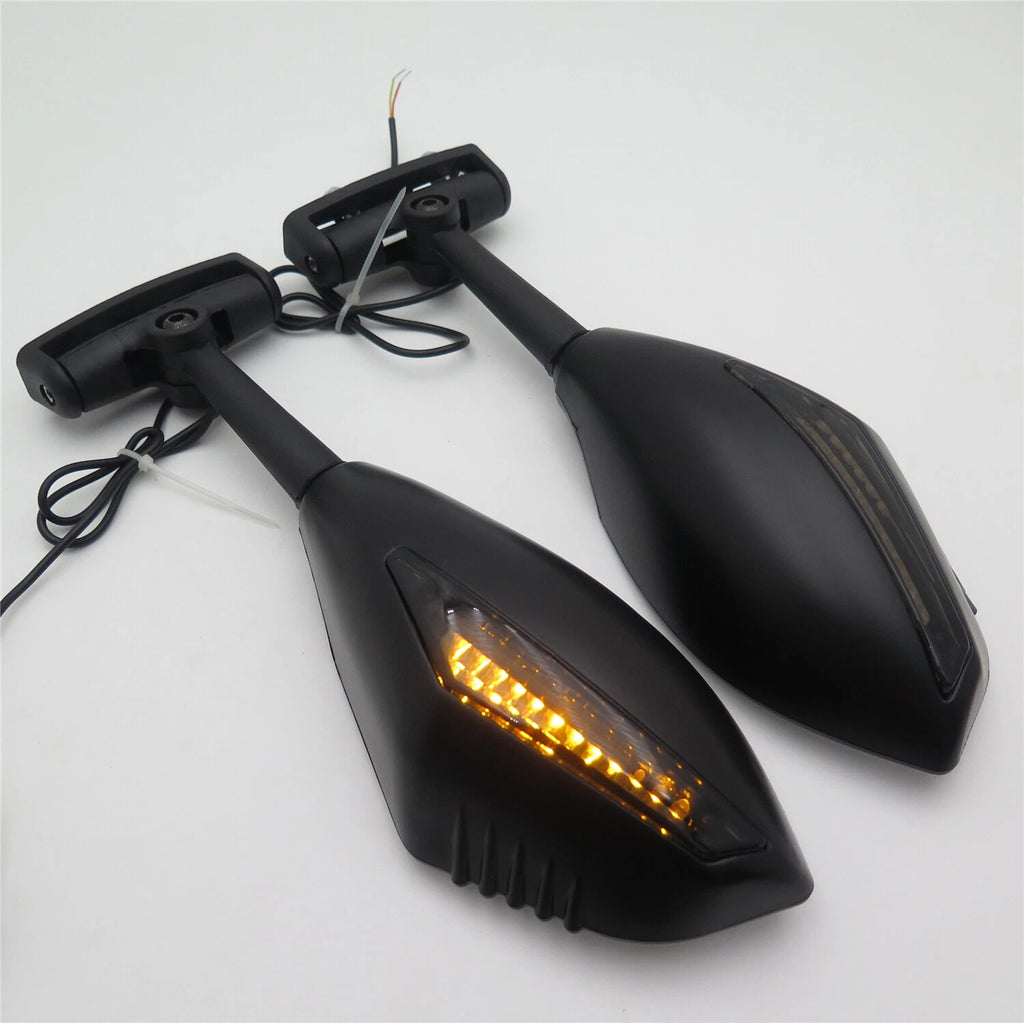 Black LED Turn Signal Mirrors for Triumph Daytona TT600, Trophy, Ducati Ninja