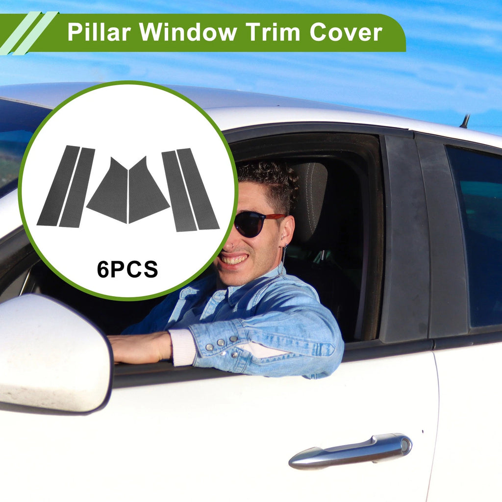 6 Pcs Pillar Window Trim for Chevy Malibu (2016–2021) Carbon Fiber Black