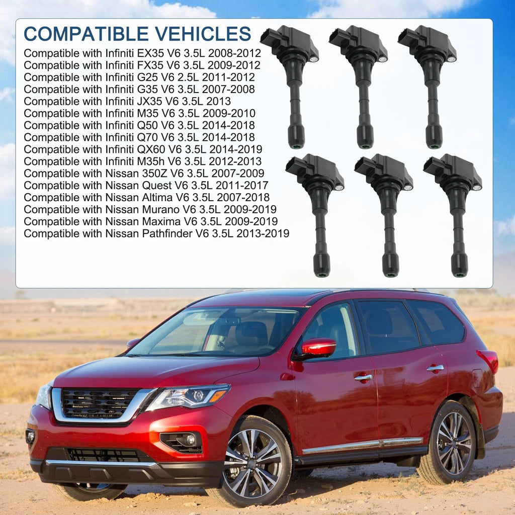 6X Ignition Coils for Infiniti G25, Nissan Maxima 3.5 V6 (2007–2015)