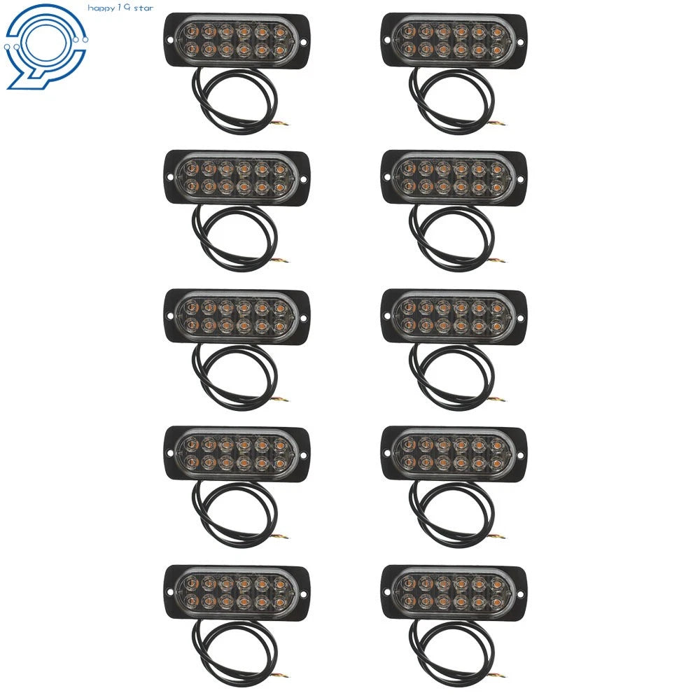 Set of 10 LED Strobe Lights for Emergency Vehicles (12V)