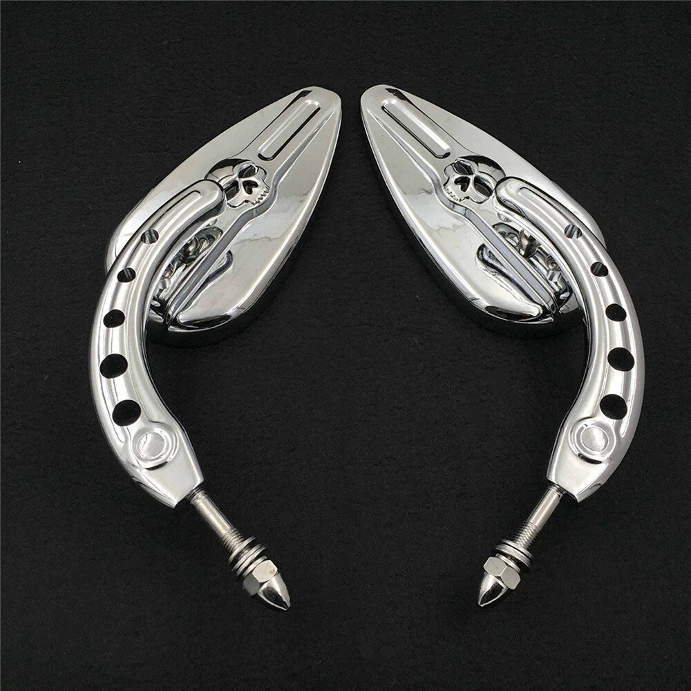 Chrome Skull Side Mirrors for Harley Softail (2018–2023)