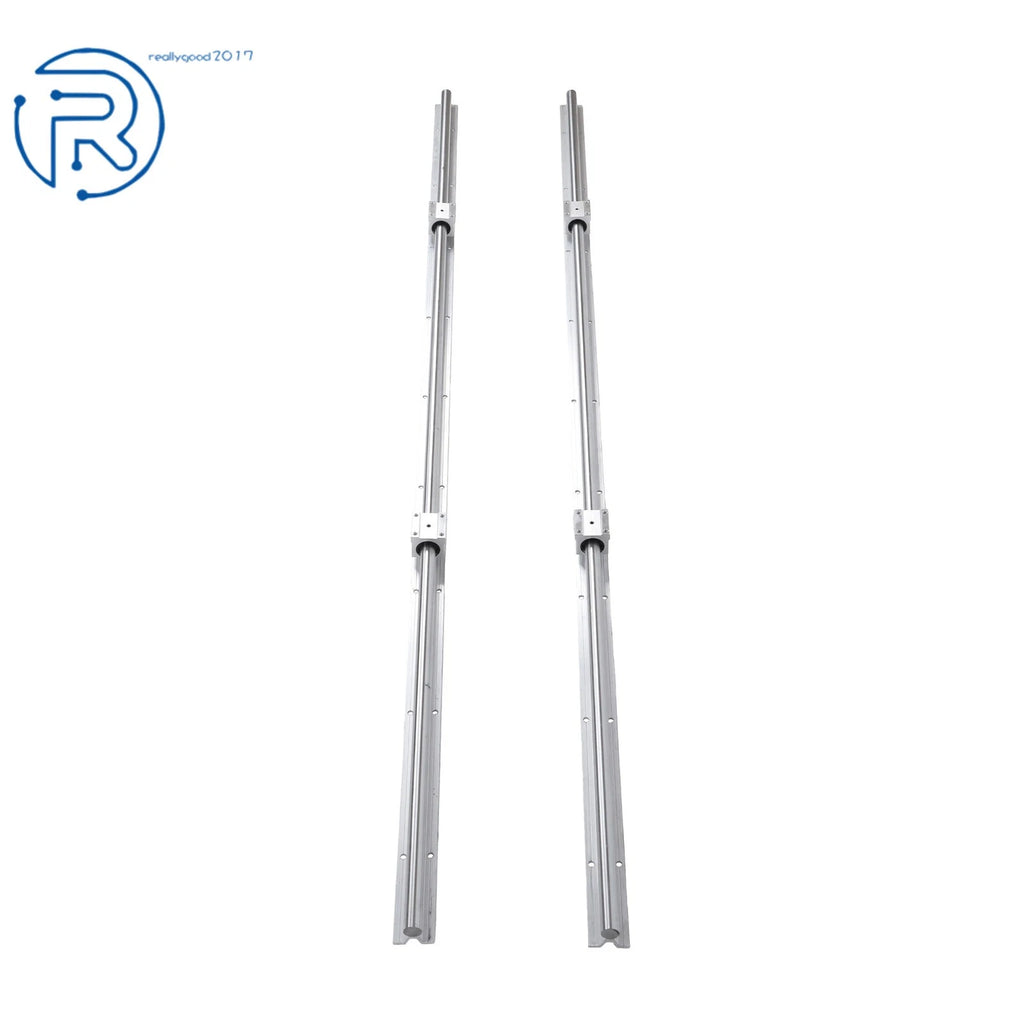 Set of 2 Linear Shaft Rails with 4 Square Type Bearings for Universal Use