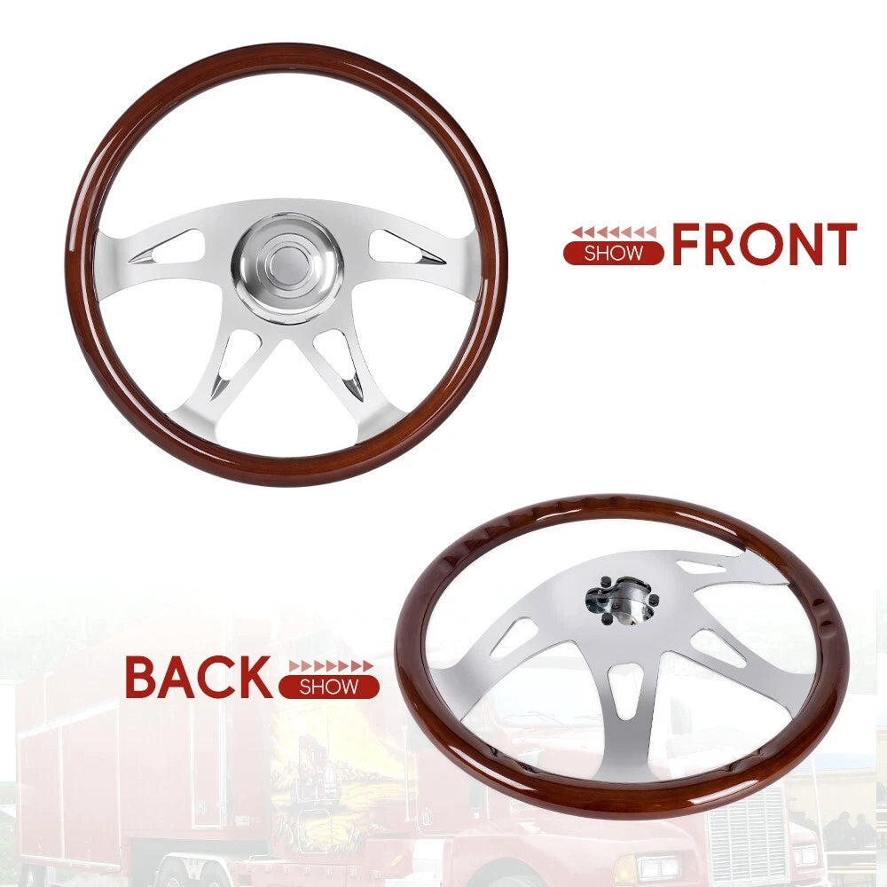 18" Chrome Wood Steering Wheel for Truck