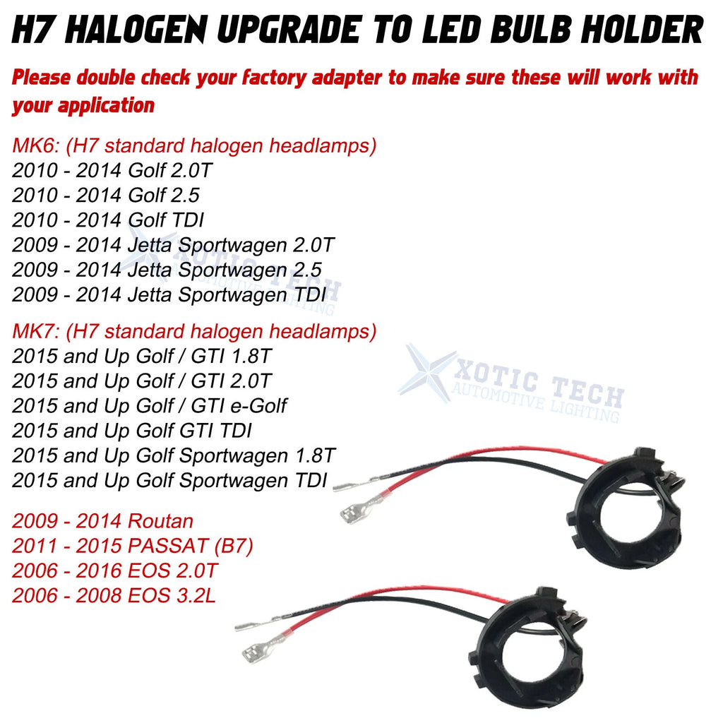 LED Headlight Adapter Holder for VW Golf MK6 MK7 Jetta (2012-2019)