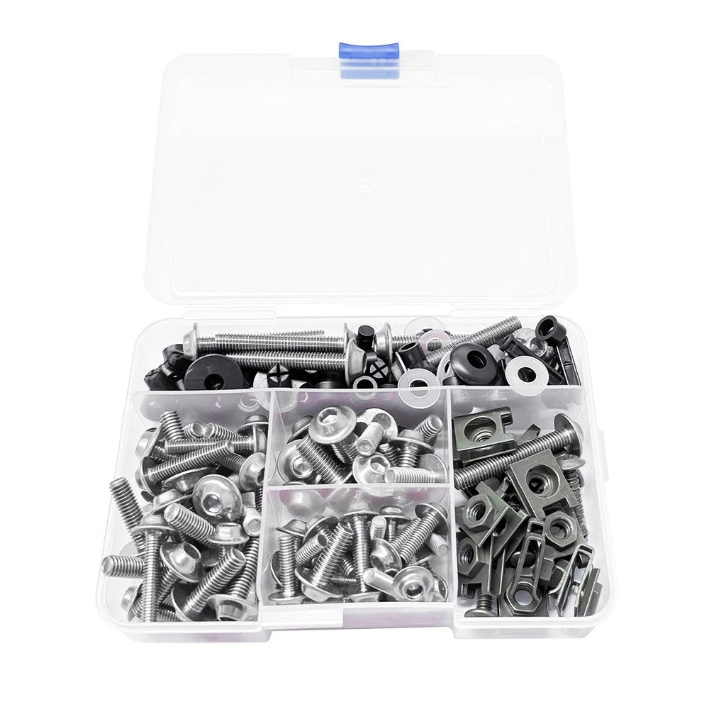 190pcs Silver Aluminum Fairing Bolts Kit for Yamaha YZF R1 (1998–2021), YZF R6 (1999–2020)