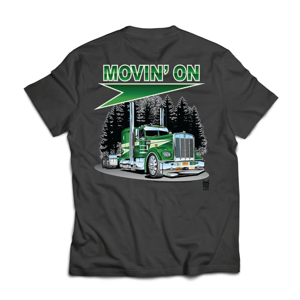 Graphic Trucker T-Shirt & Hoodie for Big Rig Trucks (Movin On)