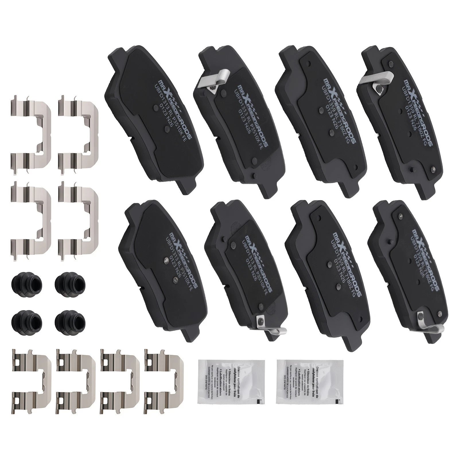 Set of 4 Front Rear Brake Pads for Hyundai Santa Fe (2010–2012) D1432 D1284