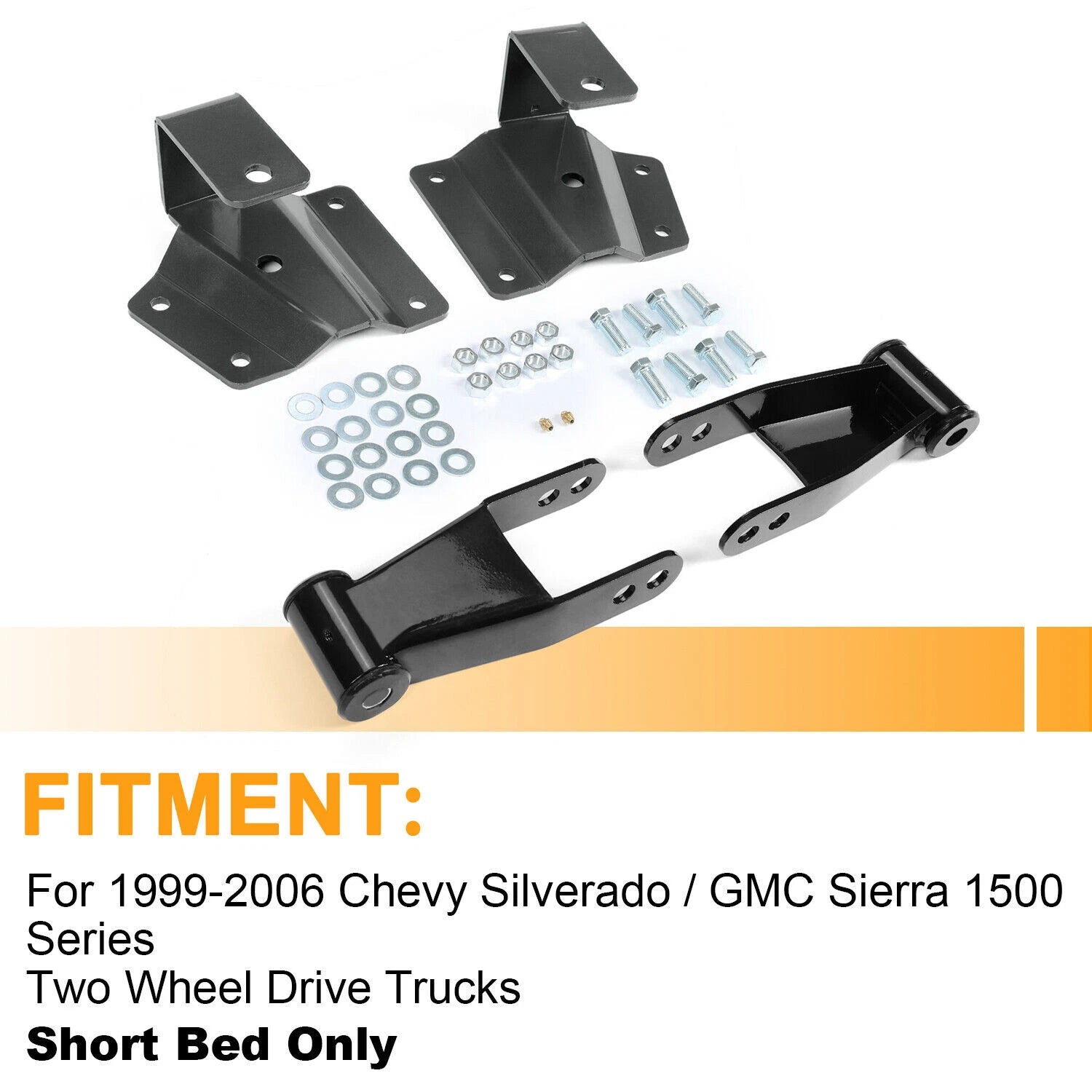 4'' Rear Shackles and Hangers Drop Kit for Chevy Silverado GMC Sierra (1999–2006)