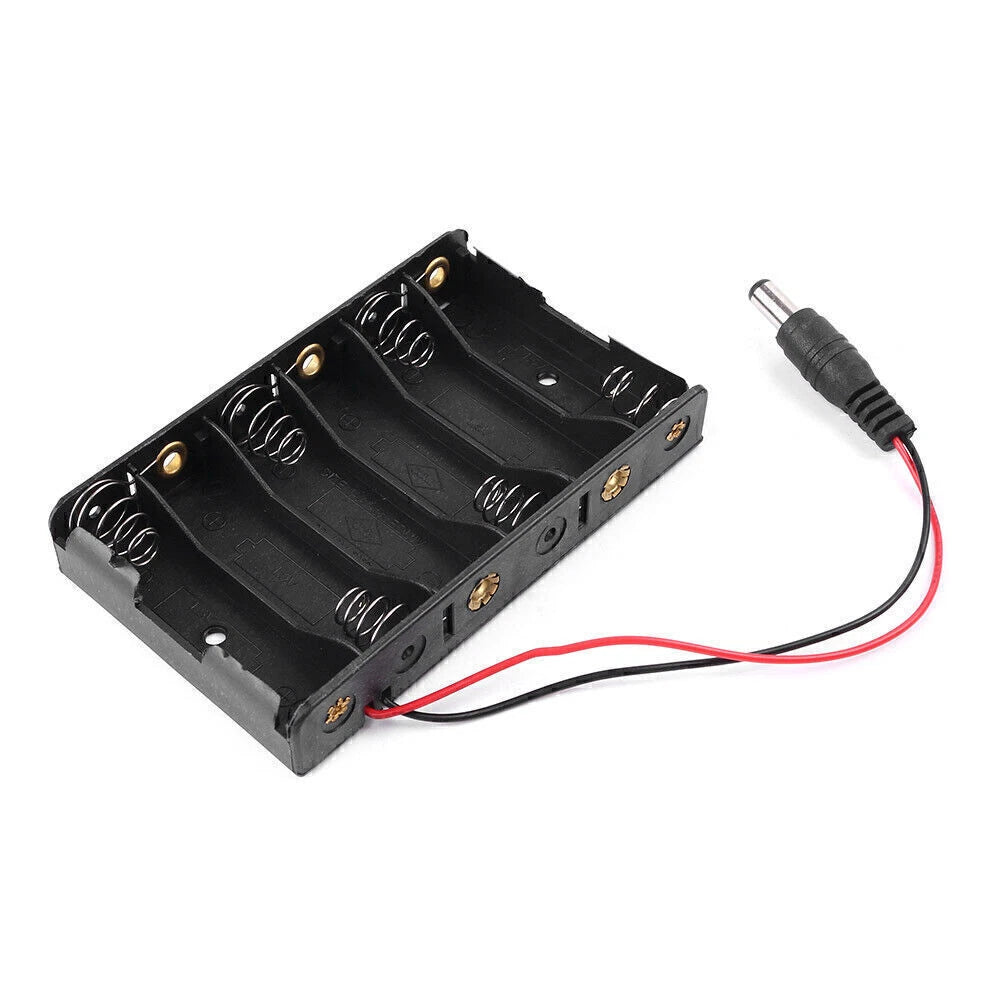 Set of 6 AA Battery Holder Box with DC 5.52.1mm Plug for Arduino