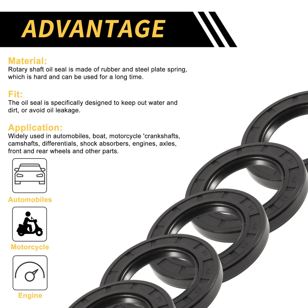 Set of 5 Oil Seal Rotary Shaft Seal NBR Rubber 40x65x8mm