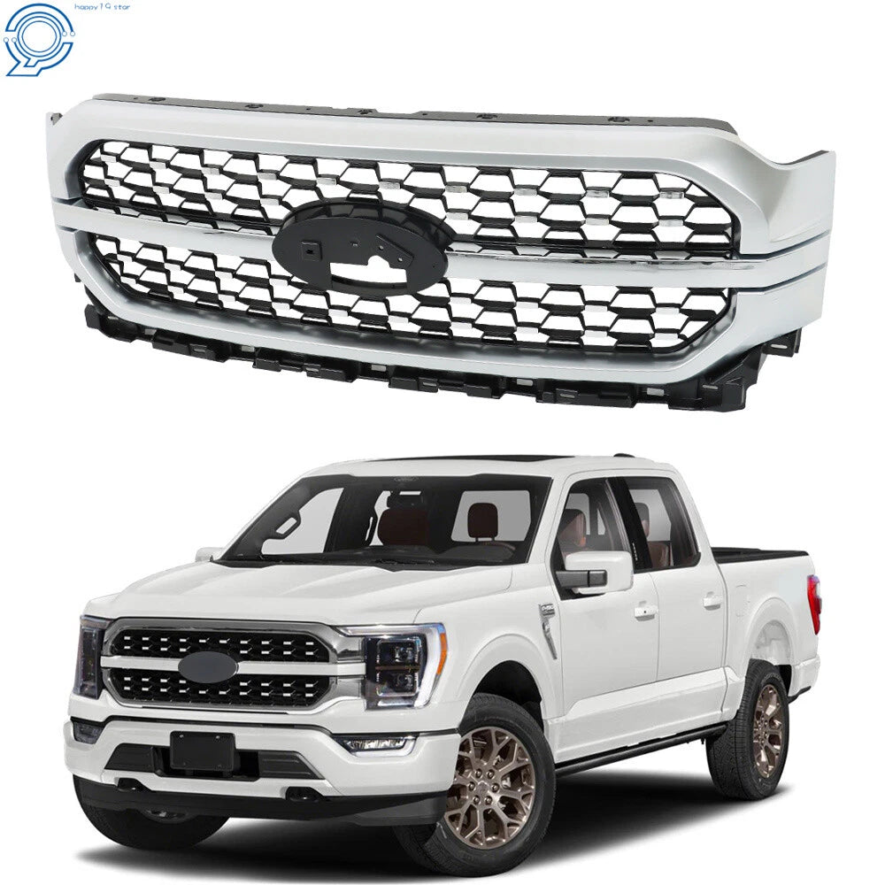 Grill Grille for Ford F-150 (2021–2023) Silver Chrome
