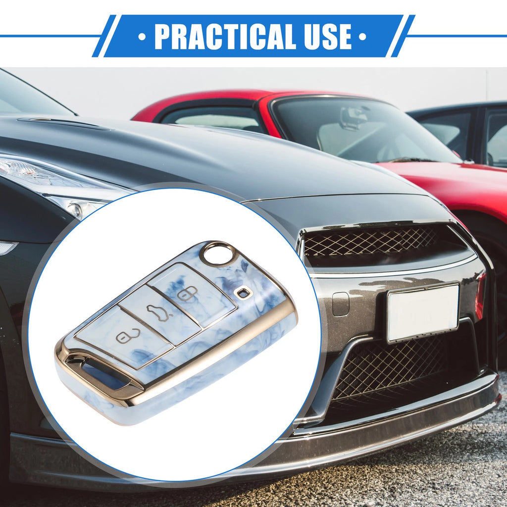 3X Remote Key Fob Case Cover for Volkswagen Golf 7 (2013–2020) TPU Blue