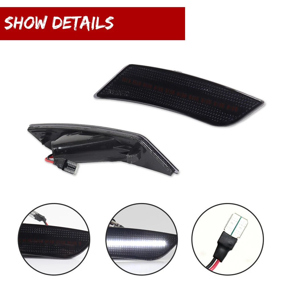 2X Smoked White LED Front Side Marker Light for Cadillac ATS (2013–2014) & XT5 (2017–2023)