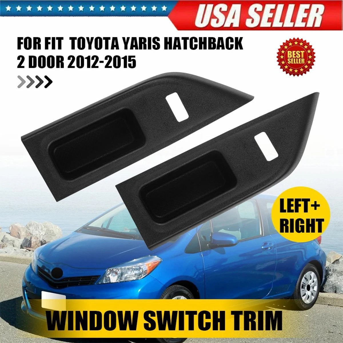 2X Master Power Window Switch Bezel Trim for Toyota Yaris (2012–2015)