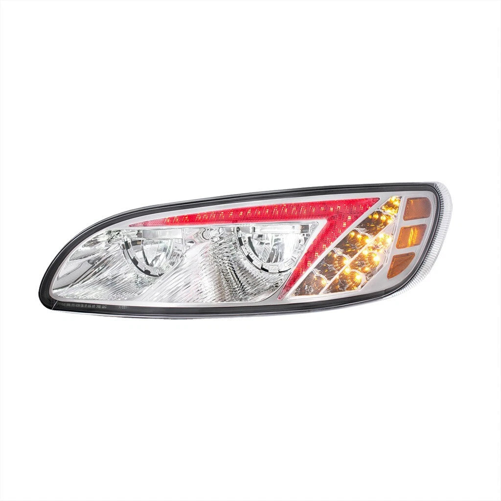 Chrome LED Headlights w/ Color Changing Light Bar for Peterbilt 386 387