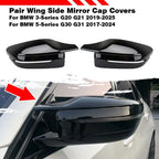 2Pcs Mirror Cap Cover for BMW 5-Series G30 G31 (2017–2024) Gloss Black