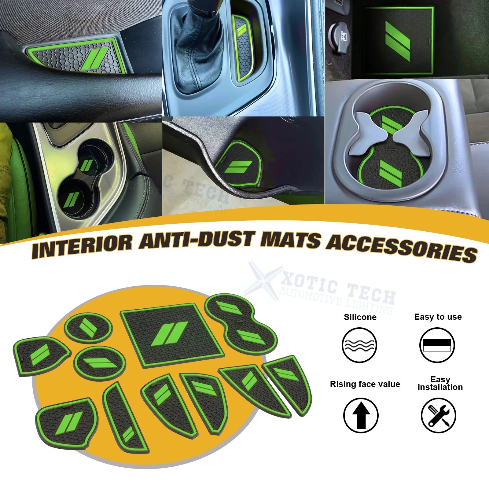 Soft Green Car Interior Anti-dust Mats Accessories for Dodge Challenger (2015–2023)