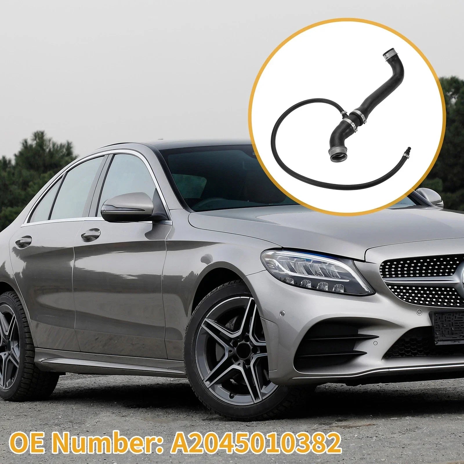 Radiator Hose for Mercedes-Benz C300 3.0L (2008-2012) Rubber Black