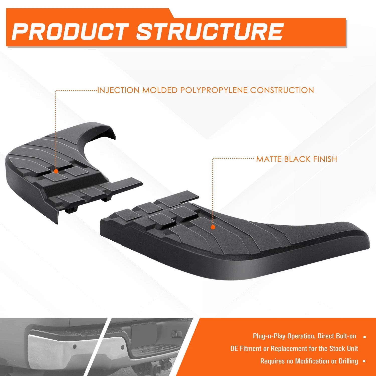 Set of 2 Rear Bumper Side Step Pads for Toyota Tundra (2007–2013)