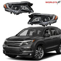 Set of 2 Halogen Headlights with LED DRL for Honda Pilot, Ridgeline