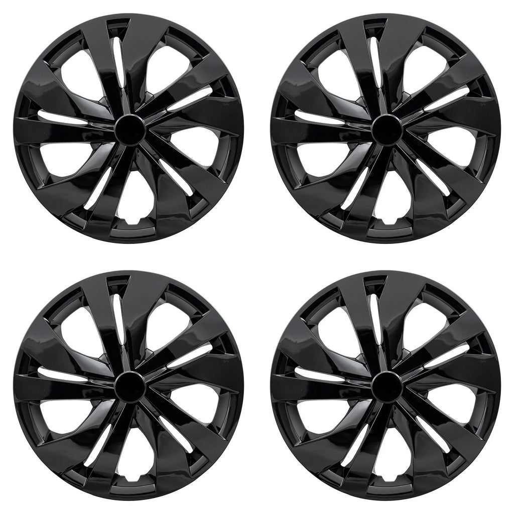 4 Black 15" Snap On Hub Caps Wheel Rim Full Covers for Nissan Versa 2020-2025