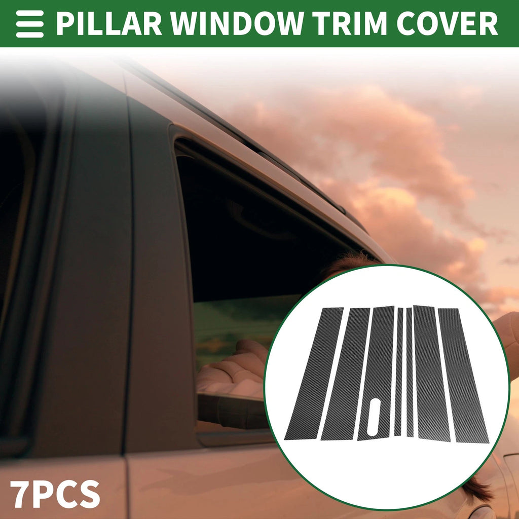 7 Pcs Door Pillar Window Trim for Ford Explorer (2011–2021) Black Carbon Fiber