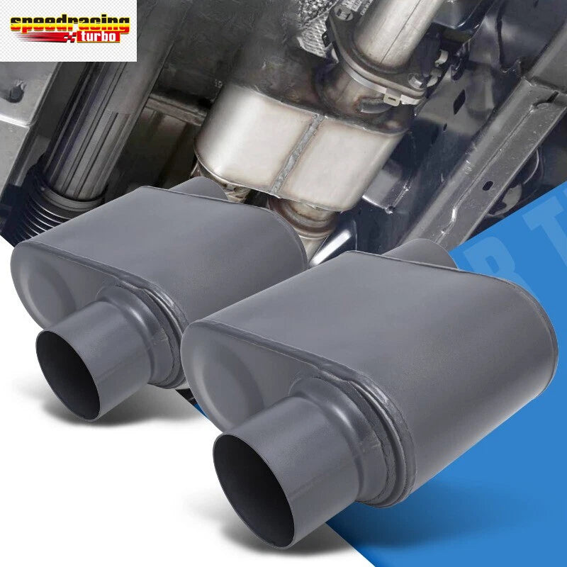 2Pcs 3" Inlet/Outlet Race Performance Chambered Exhaust Muffler for